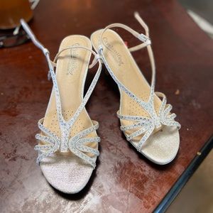 Silver glitter heels